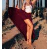 image:imagechouyatou Womens Asymmetrical High Low Ruffle Hem Split Maxi Skirts High Wait Flounce SkirtWine Red