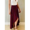 image:imagechouyatou Womens Asymmetrical High Low Ruffle Hem Split Maxi Skirts High Wait Flounce SkirtWine Red