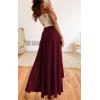 image:imagechouyatou Womens Asymmetrical High Low Ruffle Hem Split Maxi Skirts High Wait Flounce SkirtWine Red