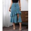 image:imagechouyatou Womens Casual ALine Floune Ruffle Midi Denim Skirt Bodycon Long Fishtail Jean SkirtBlue