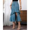 image:imagechouyatou Womens Casual ALine Floune Ruffle Midi Denim Skirt Bodycon Long Fishtail Jean SkirtBlue