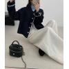 image:imagechouyatou Womens Casual Single Breasted Cropped Wool Coat Dressy Short Trench Pea Coat Overcoat with PocketsBlack
