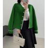 image:imagechouyatou Womens Casual Single Breasted Cropped Wool Coat Dressy Short Trench Pea Coat Overcoat with PocketsGreen