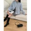 image:imagechouyatou Womens Casual Single Breasted Cropped Wool Coat Dressy Short Trench Pea Coat Overcoat with PocketsLight Blue