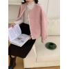 image:imagechouyatou Womens Casual Single Breasted Cropped Wool Coat Dressy Short Trench Pea Coat Overcoat with PocketsPink