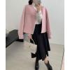 image:imagechouyatou Womens Casual Single Breasted Cropped Wool Coat Dressy Short Trench Pea Coat Overcoat with PocketsPink