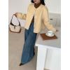 image:imagechouyatou Womens Casual Single Breasted Cropped Wool Coat Dressy Short Trench Pea Coat Overcoat with PocketsYellow