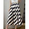 image:imagechouyatou Womens Color Block Striped Pleated Skirt High Elastic Waist A Line Business Casual Midi Long SkirtApricot