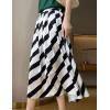 image:imagechouyatou Womens Color Block Striped Pleated Skirt High Elastic Waist A Line Business Casual Midi Long SkirtBlack and White