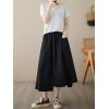 image:imagechouyatou Womens Cute Irregular Ruffle ALine Skirt Casual Elastic Waist Asymmetrical Swing Midi Long SkirtBlack