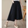 image:imagechouyatou Womens Cute Irregular Ruffle ALine Skirt Casual Elastic Waist Asymmetrical Swing Midi Long SkirtBlack