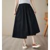 image:imagechouyatou Womens Cute Irregular Ruffle ALine Skirt Casual Elastic Waist Asymmetrical Swing Midi Long SkirtBlack