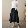 image:imagechouyatou Womens Cute Irregular Ruffle ALine Skirt Casual Elastic Waist Asymmetrical Swing Midi Long SkirtBlack