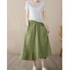 image:imagechouyatou Womens Cute Irregular Ruffle ALine Skirt Casual Elastic Waist Asymmetrical Swing Midi Long SkirtGreen