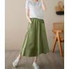 image:imagechouyatou Womens Cute Irregular Ruffle ALine Skirt Casual Elastic Waist Asymmetrical Swing Midi Long SkirtGreen