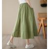 image:imagechouyatou Womens Cute Irregular Ruffle ALine Skirt Casual Elastic Waist Asymmetrical Swing Midi Long SkirtGreen