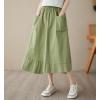 image:imagechouyatou Womens Cute Irregular Ruffle ALine Skirt Casual Elastic Waist Asymmetrical Swing Midi Long SkirtGreen