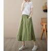 image:imagechouyatou Womens Cute Irregular Ruffle ALine Skirt Casual Elastic Waist Asymmetrical Swing Midi Long SkirtGreen