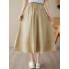 image:imagechouyatou Womens Cute Irregular Ruffle ALine Skirt Casual Elastic Waist Asymmetrical Swing Midi Long SkirtKhaki