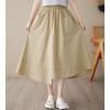 image:imagechouyatou Womens Cute Irregular Ruffle ALine Skirt Casual Elastic Waist Asymmetrical Swing Midi Long SkirtKhaki