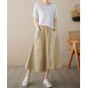 image:imagechouyatou Womens Cute Irregular Ruffle ALine Skirt Casual Elastic Waist Asymmetrical Swing Midi Long SkirtKhaki