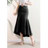 image:imagechouyatou Womens Denim Mermaid Ruffle Skirt A Line Flare Fishtail Skirt High Waisted Pleated Midi Long Jean SkirtBlack