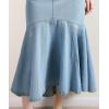 image:imagechouyatou Womens Denim Mermaid Ruffle Skirt A Line Flare Fishtail Skirt High Waisted Pleated Midi Long Jean SkirtLight Blue