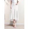 image:imagechouyatou Womens Denim Mermaid Ruffle Skirt A Line Flare Fishtail Skirt High Waisted Pleated Midi Long Jean SkirtWhite
