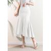 image:imagechouyatou Womens Denim Mermaid Ruffle Skirt A Line Flare Fishtail Skirt High Waisted Pleated Midi Long Jean SkirtWhite
