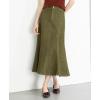 image:imagechouyatou Womens Elegant Denim Mermaid Skirt Western Casual High Waisted A Line Pleated Fishtail Midi Long Jean SkirtArmy Green