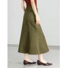 image:imagechouyatou Womens Elegant Denim Mermaid Skirt Western Casual High Waisted A Line Pleated Fishtail Midi Long Jean SkirtArmy Green