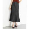 image:imagechouyatou Womens Elegant Denim Mermaid Skirt Western Casual High Waisted A Line Pleated Fishtail Midi Long Jean SkirtBlack Gray
