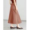 image:imagechouyatou Womens Elegant Denim Mermaid Skirt Western Casual High Waisted A Line Pleated Fishtail Midi Long Jean SkirtBrown