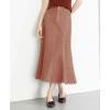 image:imagechouyatou Womens Elegant Denim Mermaid Skirt Western Casual High Waisted A Line Pleated Fishtail Midi Long Jean SkirtBrown