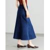 image:imagechouyatou Womens Elegant Denim Mermaid Skirt Western Casual High Waisted A Line Pleated Fishtail Midi Long Jean SkirtDark Blue
