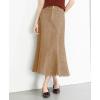 image:imagechouyatou Womens Elegant Denim Mermaid Skirt Western Casual High Waisted A Line Pleated Fishtail Midi Long Jean SkirtKhaki