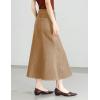 image:imagechouyatou Womens Elegant Denim Mermaid Skirt Western Casual High Waisted A Line Pleated Fishtail Midi Long Jean SkirtKhaki