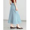 image:imagechouyatou Womens Elegant Denim Mermaid Skirt Western Casual High Waisted A Line Pleated Fishtail Midi Long Jean SkirtLight Blue