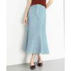 image:imagechouyatou Womens Elegant Denim Mermaid Skirt Western Casual High Waisted A Line Pleated Fishtail Midi Long Jean SkirtLight Blue