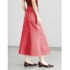 image:imagechouyatou Womens Elegant Denim Mermaid Skirt Western Casual High Waisted A Line Pleated Fishtail Midi Long Jean SkirtWatermelon Red