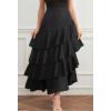image:imagechouyatou Womens Elegant Irregular Ruffle Hem Skirt Party Tiered Layered Maxi Long SkirtBlack