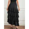 image:imagechouyatou Womens Elegant Irregular Ruffle Hem Skirt Party Tiered Layered Maxi Long SkirtBlack