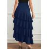 image:imagechouyatou Womens Elegant Irregular Ruffle Hem Skirt Party Tiered Layered Maxi Long SkirtDark Blue