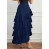 image:imagechouyatou Womens Elegant Irregular Ruffle Hem Skirt Party Tiered Layered Maxi Long SkirtDark Blue