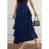 image:imagechouyatou Womens Elegant Irregular Ruffle Hem Skirt Party Tiered Layered Maxi Long SkirtDark Blue