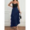 image:imagechouyatou Womens Elegant Irregular Ruffle Hem Skirt Party Tiered Layered Maxi Long SkirtDark Blue