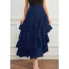 image:imagechouyatou Womens Elegant Irregular Ruffle Hem Skirt Party Tiered Layered Maxi Long SkirtDark Blue