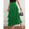 image:imagechouyatou Womens Elegant Irregular Ruffle Hem Skirt Party Tiered Layered Maxi Long SkirtGreen