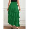 image:imagechouyatou Womens Elegant Irregular Ruffle Hem Skirt Party Tiered Layered Maxi Long SkirtGreen