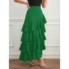 image:imagechouyatou Womens Elegant Irregular Ruffle Hem Skirt Party Tiered Layered Maxi Long SkirtGreen